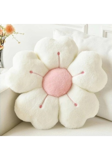 Trendooze Yumuşak Papatya Yastığı 11.81 İnç Beyaz, Sunshine022 Yatak Kanesi İçin Dekoratif Beyaz Beyaz