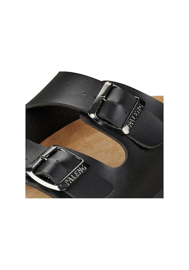 Paleng Mantar Taban Şiltesi Deri Erkek Terlik (554949410) Siyah