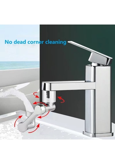 Uzatma Musluğu Su Tasarrufu Musluk 1080 Döner Musluk Başlığı Gümüş