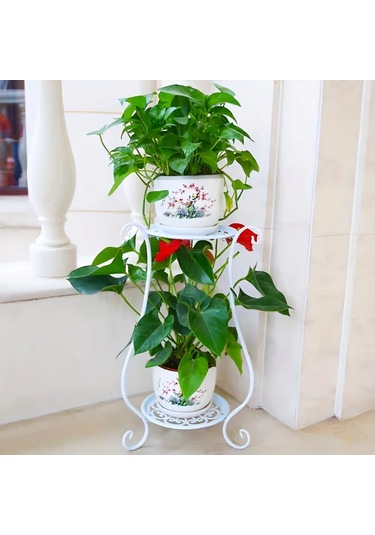 1 Paket, Zarif Çift Katmanlı Metal Çiçek Rafı Stand-çok Katmanlı