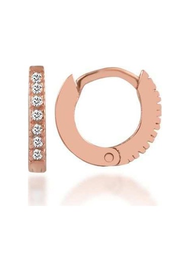 Halka Gümüş Küpe Zirkon Rose