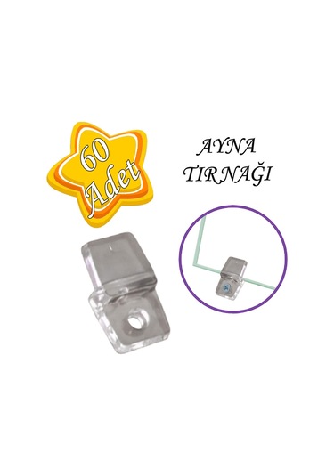 60 Adet Ayna Tırnağı Cam Ayna Tutucu Plastik Şeffaf