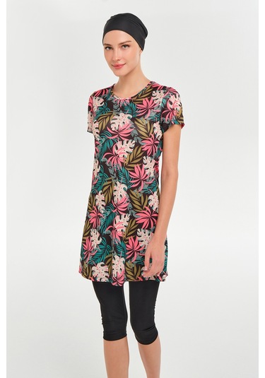 Kısa Kollu Yarı Kapalı Mayo 3601 Siyah Siyah