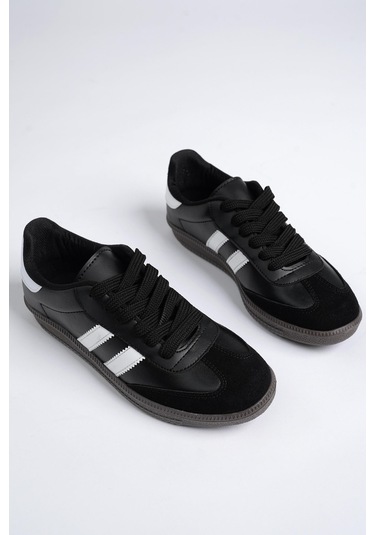 Muggo Gordon Unisex Ortopedik Günlük Bağcıklı Sneaker Spor Ayakkabı - Siyah