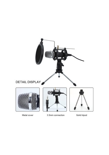 Mufunye Mini Kondansatör Mikrofon Pc Mikrofon 3.5mm Tak Ve Çalıştır Ev Stüdyosu Podcast Vokal Kayıt Mikrofon