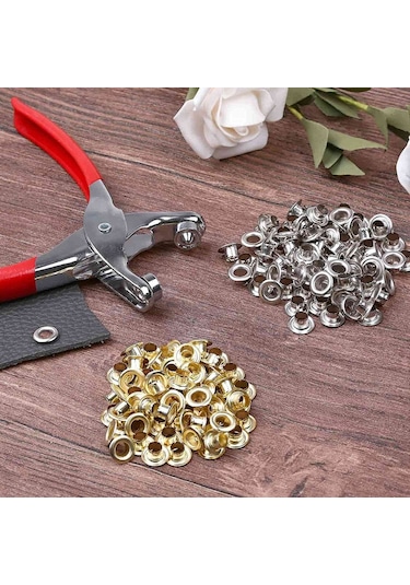 Ccgloball 401 Adet 1/4 Inç 6mm Grommet Kuşgözü Pense Seti, Grommet Alet Kiti İle 400 Metal Kuşgözü Altın Ve Gümüş, Kuşgözü Grometler