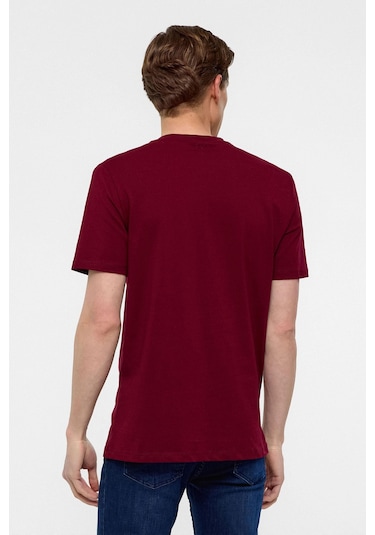 SÜVARİ Koyu Bordo Regular Düz Bisiklet Yaka Tişört-38577 Koyu Bordo