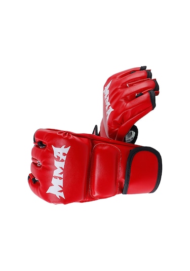Boks Eldivenleri Yarım Parmak Açık Avuç İçi Grappling Müsabaka Yetişkin Unisex Kırmızı