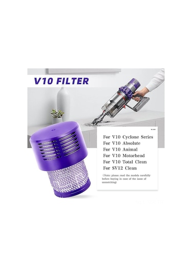 Geeroyoo V10 Sv12 Uyumlu Yedek Hepa Filtresi - Yüksek Emme Gücü, Yıkama Ve Tekrarlı Kullanım, Temizleme Fırçasıyla 3 Adet