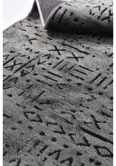 Venüs Yumuşak Pamuk Dokuma Kilim Kaymaz Tabanlı Antrasit Iskandinav Halı Salon Ve Mutfak Halısı Antrasit