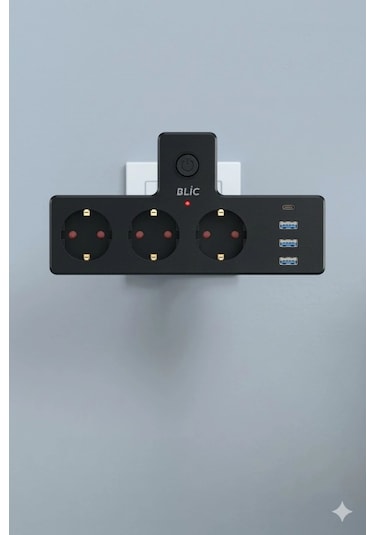 Blic Ftr-12 Termal Akım Korumalı 3'lü Priz - Pd 20w Usb-c + 3 Usb-a Girişli - 2500w 10a