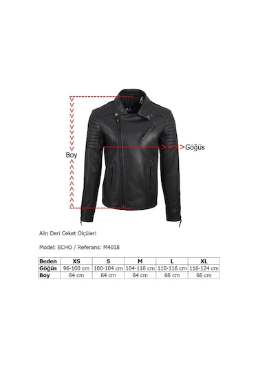 Alin Echo Siyah Biker Deri Ceket-Siyah