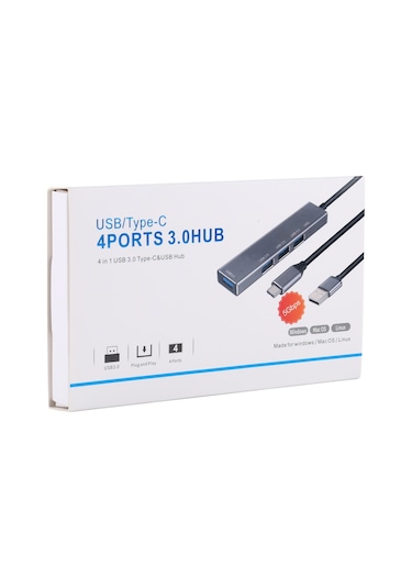 Sones 3019 4 X Usb 3.0 - Usb 3.0 Alüminyum Alaşımlı Hub Adaptörü Led Göstergeli Gümüş Gri