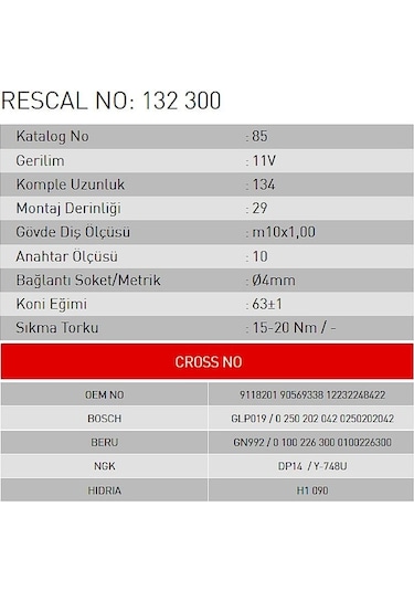 Isıtma Bujisi - Hyundai - Kia - Opel - Renault - Dacia - Et132300