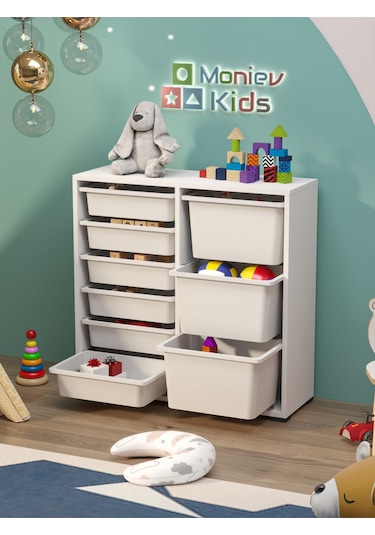 Beyza 9 Sepetli Çok Amaçlı Dolap Oyuncak Dolabı Beyaz Beyaz