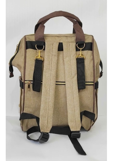 Bebek Bakım Çantası Organizatör Fonksiyonel Anne Bebek Bakım Sırt Çantası Bej Bej-kuş Bej