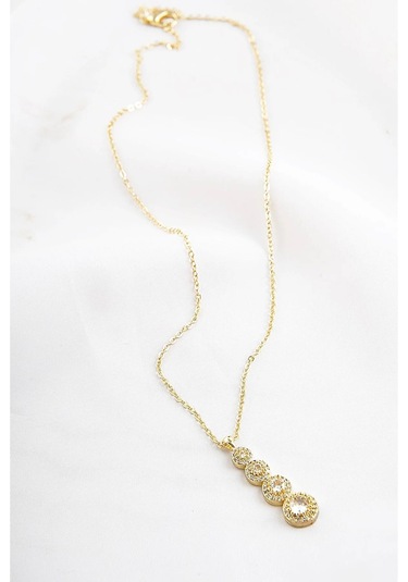 Ervanur Dört Sıra Zirkon Taşlı Su Yolu Kolye Altın