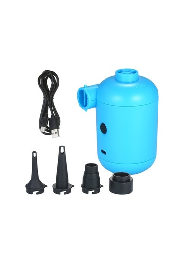 Fortunelane İki Yönlü Mavi Usb Elektrikli Hava Pompa - Pvc Materyal - 5v Dc 2a 4 Fişli Şişirme Havalandırma Cihazı