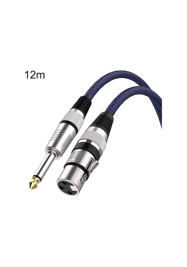 12m Blue And Black Net Trs 6.35mm Male To Caron Female Microphone Xlr Balance Cable