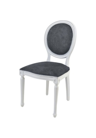 Madalyon Ahşap Klasik Sandalye Beyaz - Gri