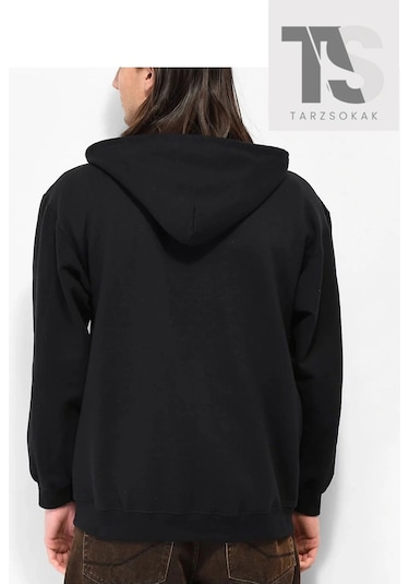 Tarzsokak Trasher Skate Sweatshirt Fermuarlı Hırka Siyah Siyah