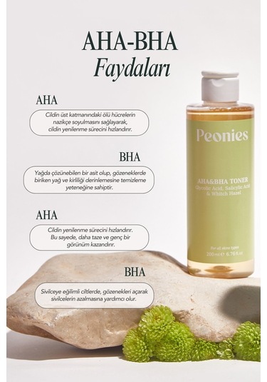 Peonies Glikolik Asit ve Salisilik Asit AHA BHA Tonik Peeling 200 mL