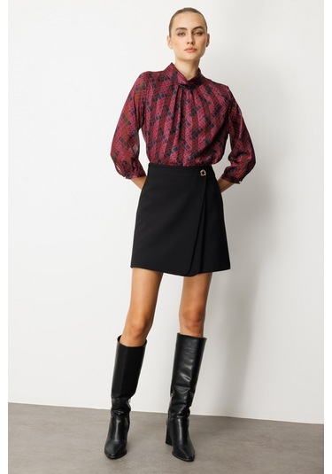 Ekol Kadın Beli Broşlu Şort Etek 2017 Siyah Siyah