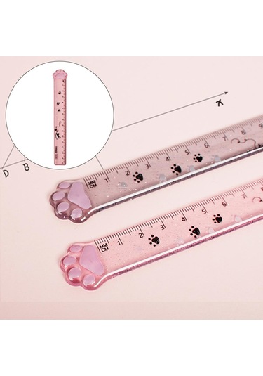 Dolıty Sevimli Öğrenci Cetveli Kedi Pençe Şeklinde Pembe