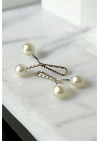 Eşarp Şal Klipsi Beyaz İnci Model 1 Adet Klips - Kadın Tesettür Aksesuar Beyaz