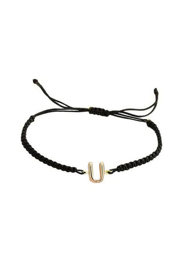 Ip Örgü 14 Ayar Altın Ü Harfli Bileklik Sarı Altın