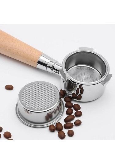 Flybuy Ahşap Saplı Paslanmaz Çelik Espresso Filtre Sepeti - Profesyonel Kahve Ekipmanı, Yedek Parça, 51mm Uyumluluk Diğer