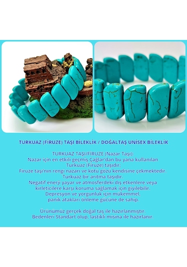 Turkuaz / Firuze Bileklik - Doğaltaş Unisex Bileklik Turkuaz