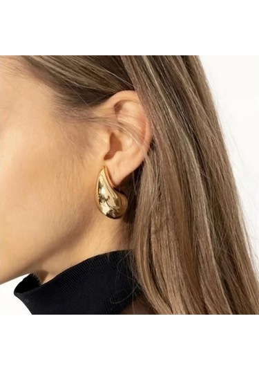 Gümüş Paslanmaz Çelik Altın Kaplama Gözyaşı Damlası Küpe Kadınlar İçin Dupes Hafif Pürüzsüz Metal Su Damlası Hoop Küpeler Trendy Takı