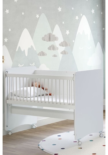 Bw1060 - Pratik Tekerlekli Anne Yanı Beşik Beyaz 60 X 120 Beyaz