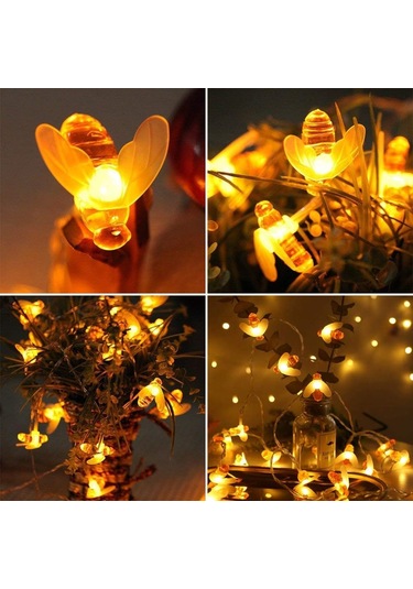 Güneş Enerjili Bahçe Işıkları, Bal Arısı Işık Dizileri, 2m/8 Modlu Su Geçirmez Dış/iç Mekan Bahçe Işıkları Çit, Çim, Veranda, Parti İçin 30 Başlık