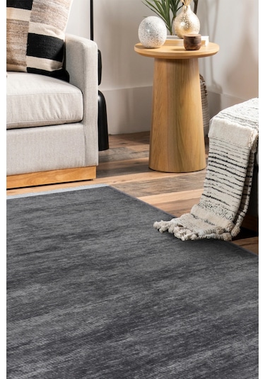 Azra Antrasit Kaymaz Taban Halı – Salon, Çocuk Odası ve Mutfak için Yıkanabilir, Yumuşak Kilim