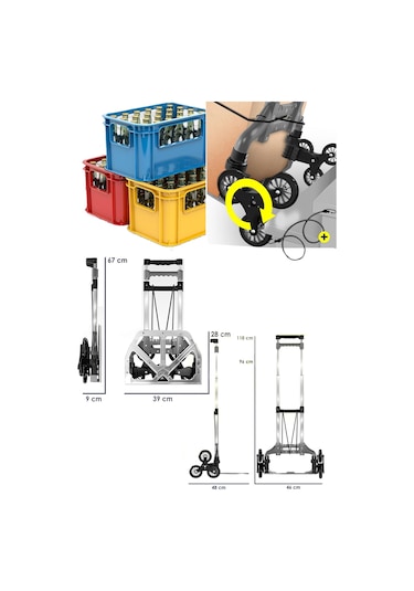 Staxx Merdiven Çıkabilen Koli Yük Paket Taşıma Arabası 80kg