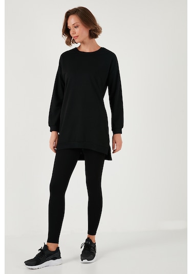 Lela Modest Pamuklu Bisiklet Yaka Oversize Fit Bayan Tunik 5864896 Siyah