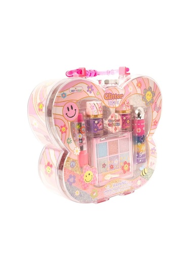 Parıltılı Taşınabilir Kozmetik Seti Çocuk Makyaj Oyuncak Seti Akrilik Çantalı