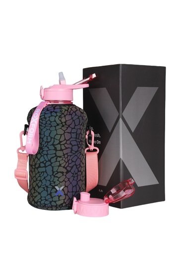 Roxform Suluk Matara 2200 Ml, Premium Pp Malzeme, Sağlıklı Bpa & Bps İçermez, Kılıflı, Çift Kapaklı, Koku Yapmaz, Sızdırmaz Ve Dayanıklı, Leopar Kılıf, Pembe Pembe, Leopar Kılıf