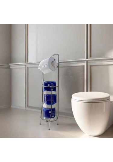 Suntek Dikey Tuvalet Kağıdı Tutucu Kağıt Rulo Pratik Demir Gümüş