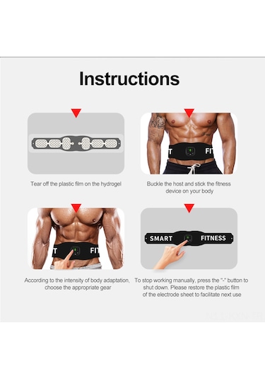 Kosona Usb Şarjlı Elektrikli Kas Egzersiz Cihazı - 6 Mod 9 Güç Seviyesi Lcd Ekranlı Karın, Bel, Omuz Antrenman Bantı Çok Renkli