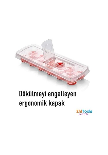 Zhltools Buz Kalıbı - Bas-bırak Kapaklı Silikon Buz Kalıbı 4 Lü Set Siyah