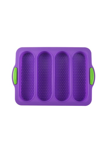 Wezone Yemek Dereceli Silikon 4 Dilimli Fırın Kalıbı - Teflon Olmayan, Eşit Isı Dağıtımı, Kolay Temizlik, Fantezi Ve Ekmek Pişirme Aracı Mor Diğer