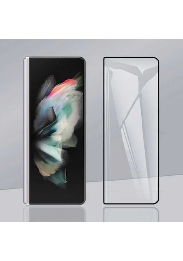 Samsung Uyumlu Galaxy Z Fold 3 2.5D Glass Ekran Koruyucu Siyah