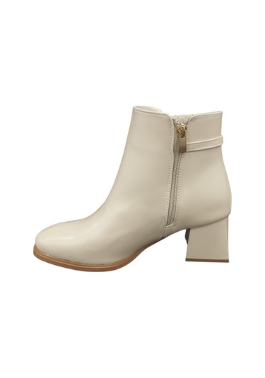 Ventes 120861z Küt Burun Fermuarlı Tokalı 6 Cm Kalın Topuk Günlük Şık Kadın Bot Ten