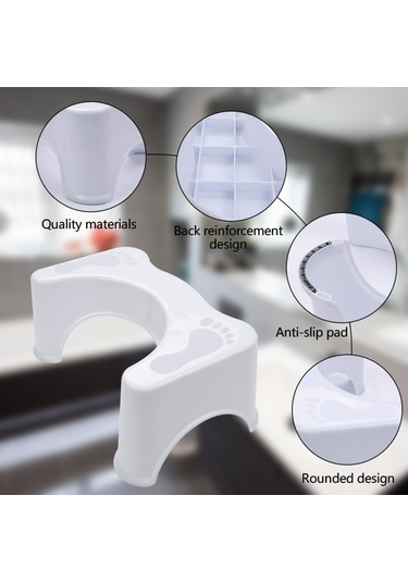 Mufunye Beyaz Banyo Tuvalet Yardımcı Tabureği - Dışkanak Ve Sakatlık Önleyici, Kolon Sağlığı Ve İdrar Tıkanıklığını Alleviate Eden Oturma Seyri Beyaz