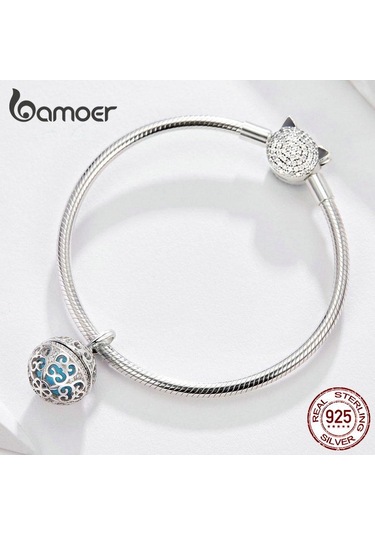 Bamoer Parfüm Madalyon Kolye Charm Yılan Bilezik Kolye Gerçek 925 Ayar Gümüş Gümüş