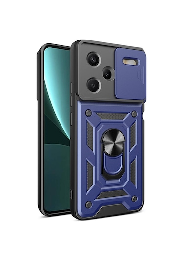 Xiaomi Redmi Note 13 Pro Plus 5g Kılıf Kamera Korumalı Zırh Tank Sürgülü Vega Kapak Mavi