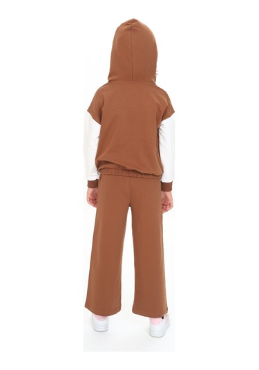 Toontoy Kız Çocuk Kapüşonlu Eşofman Takım Kahverengi